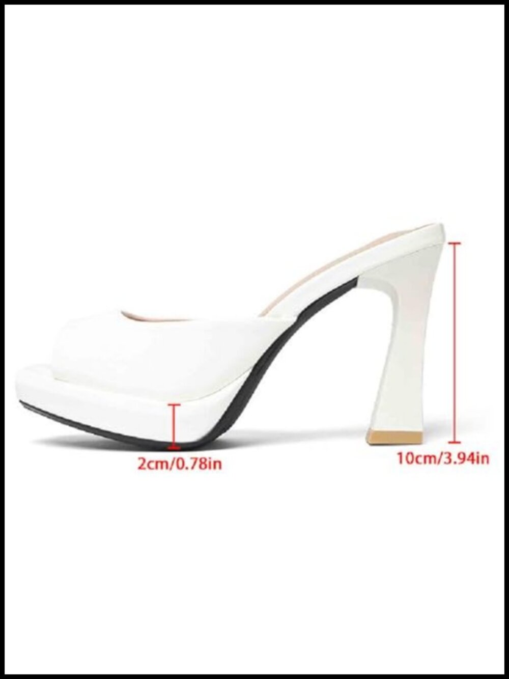 Patent Leather Chunky Heel Mule Sandals Peep Toe Slip On Dress Pumps - Picture 3 of 6